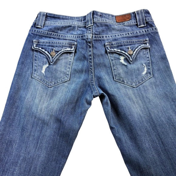Vigoss Collection Womens Jeans Blue Denim 11 Bootcut Distressed Mid Rise Zip Fly - Picture 12 of 16